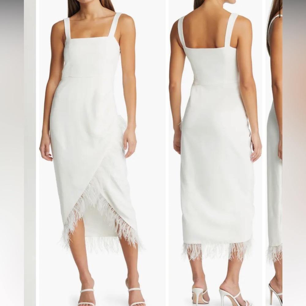 Saylor Wedding White Faux Wrap Sheath Dress